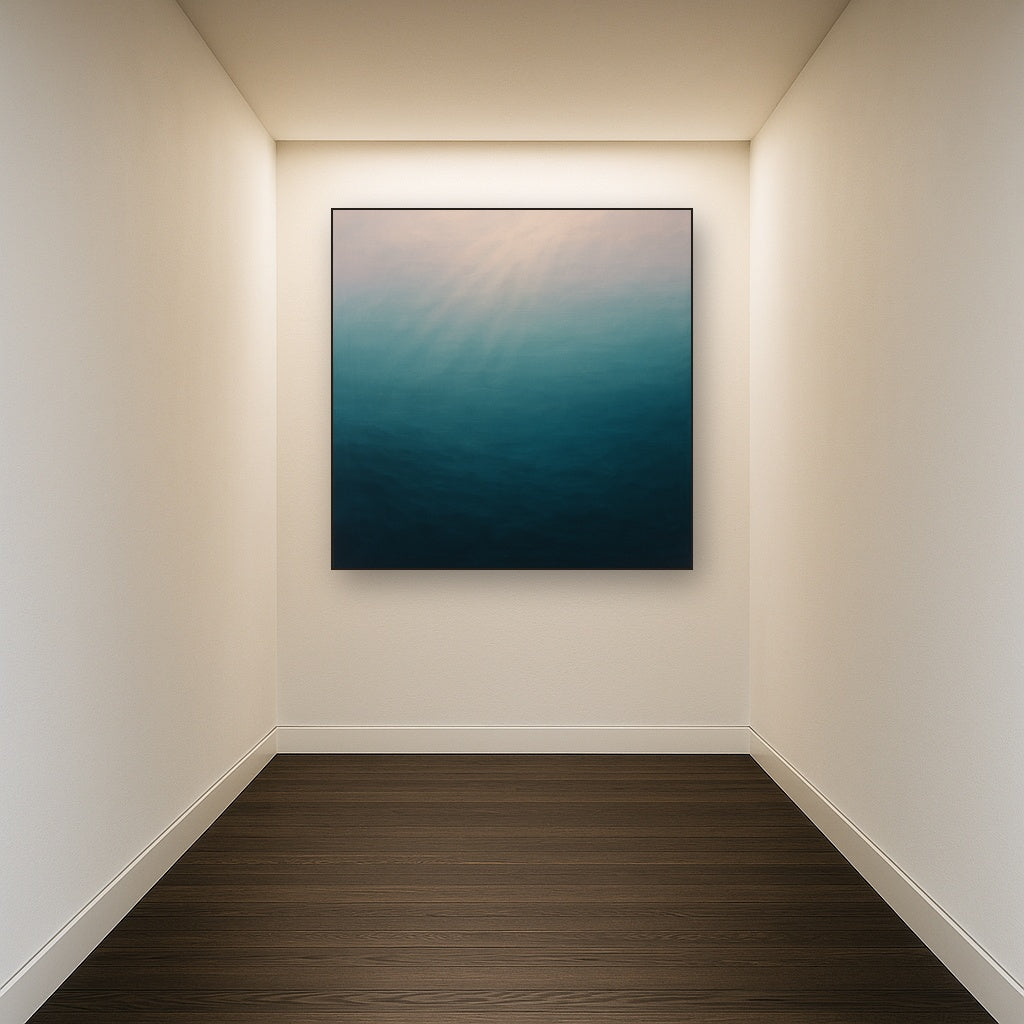 Minimalist Aquamarine Reef Void No. 10 - Modern Fine Art Oil Painting - View 5