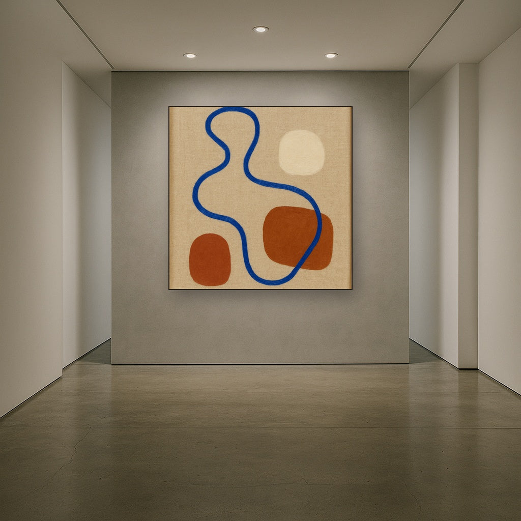 Cobalt Blue & Pale Oat Contour No. 8 - Modern Fine Art Oil Painting - View 5