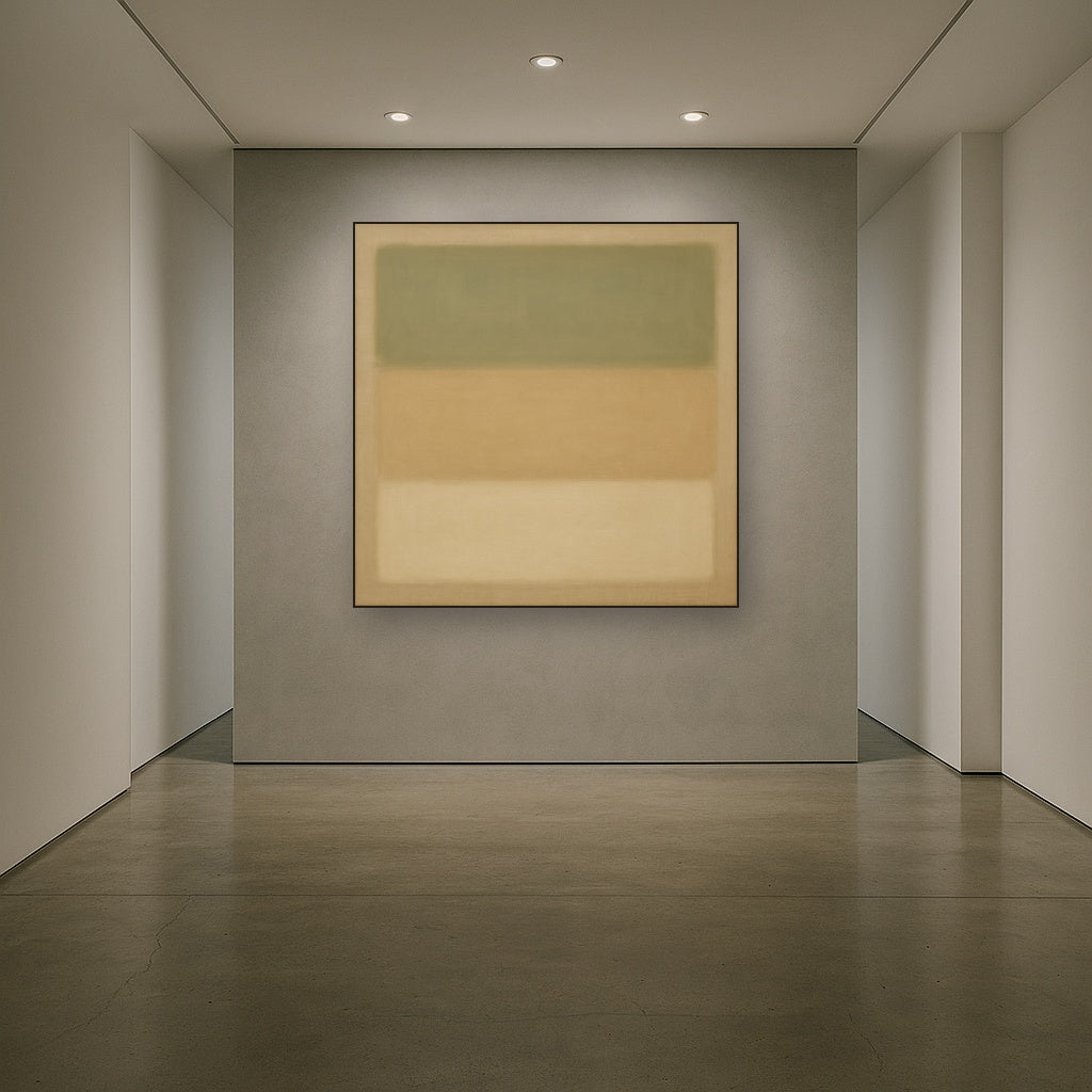 Sage Olive & Pale Sandstone Minimalist Harmony No. 17 Oil Painting - View 5