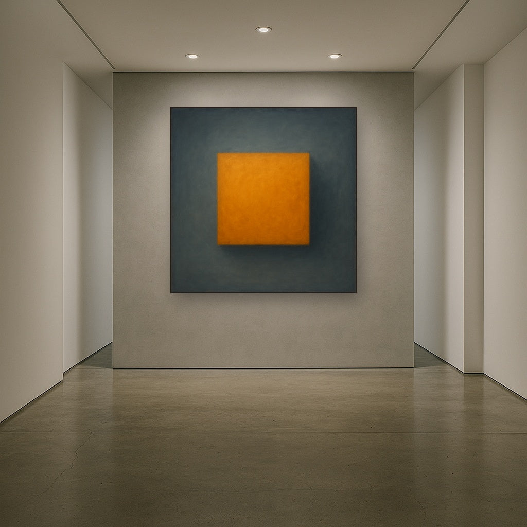 Cadmium Amber & Slate Grey Block No. 10 - Modern Fine Art Oil Painting - View 5