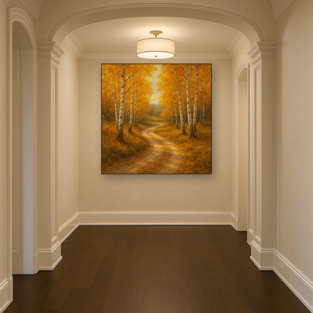 Winding Country Dirt Road through Birch Glade No. 3 Fine Art Oil Painting - View 5