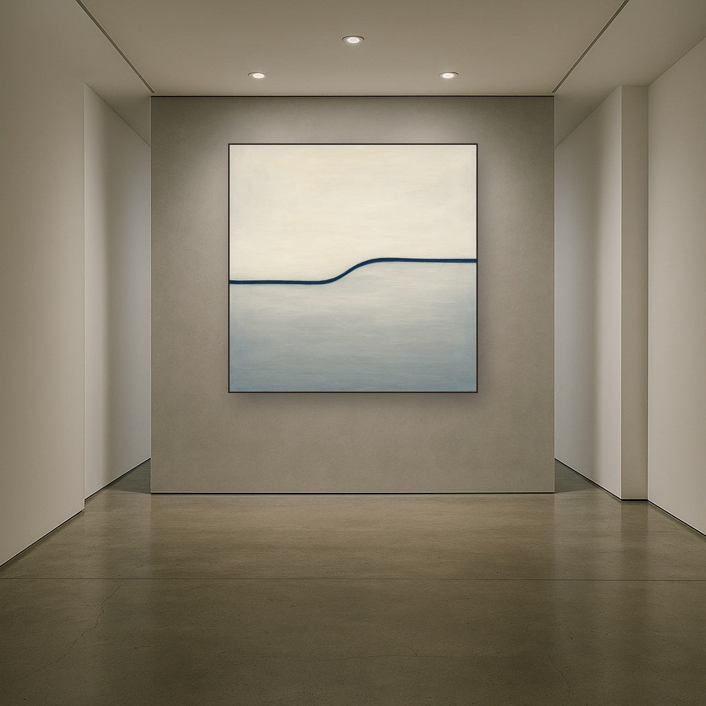 Minimalist Continuous Line Horizon in Deep Indigo No. 12 Fine Art Oil Painting - View 5