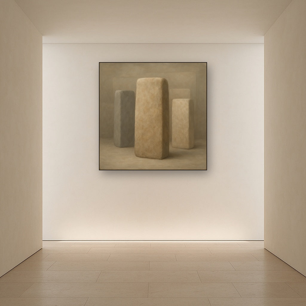 Driftwood Grey & Weathered Stone Monolith No. 3 Oil Painting - View 5