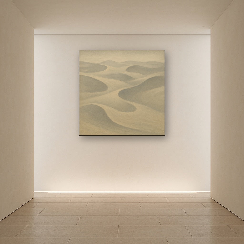 Monochrome Sand Dune Contours & Pale Slate No. 25 Oil Painting - View 5
