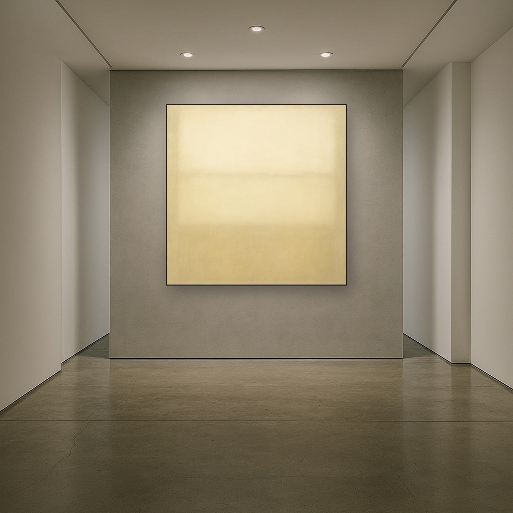 Oatmeal White & Pale Alabaster Monochrome Study No. 16 Oil Painting Staged in Bright Entryway and Hallway Gallery Wall, Hand Painted Fine Art on Linen