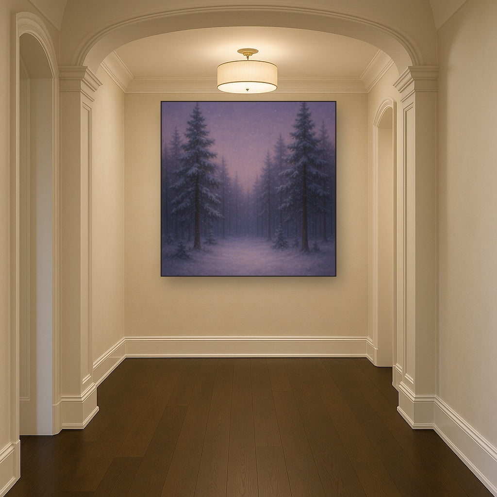 Quiet Pine Forest in Gentle Twilight Snow No. 3 Oil Painting - View 5