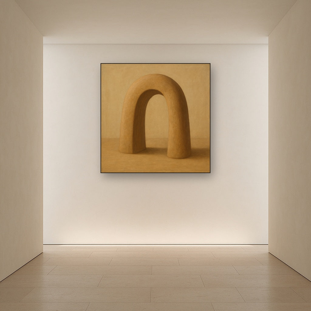 Warm Beige Travertine Arch No. 1 - Modern Fine Art Oil Painting - View 5