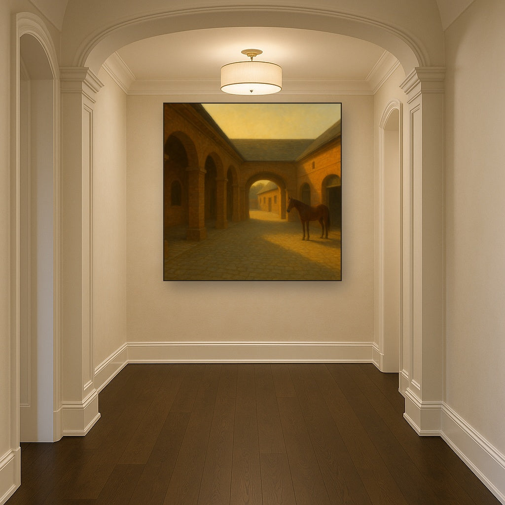Equestrian Stable Courtyard in Late Afternoon No. 8 Oil Painting - View 5