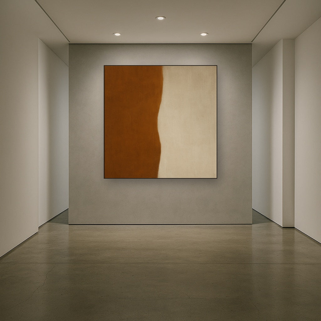 Burnt Umber & Greige Duet No. 7 - Modern Fine Art Oil Painting - View 5