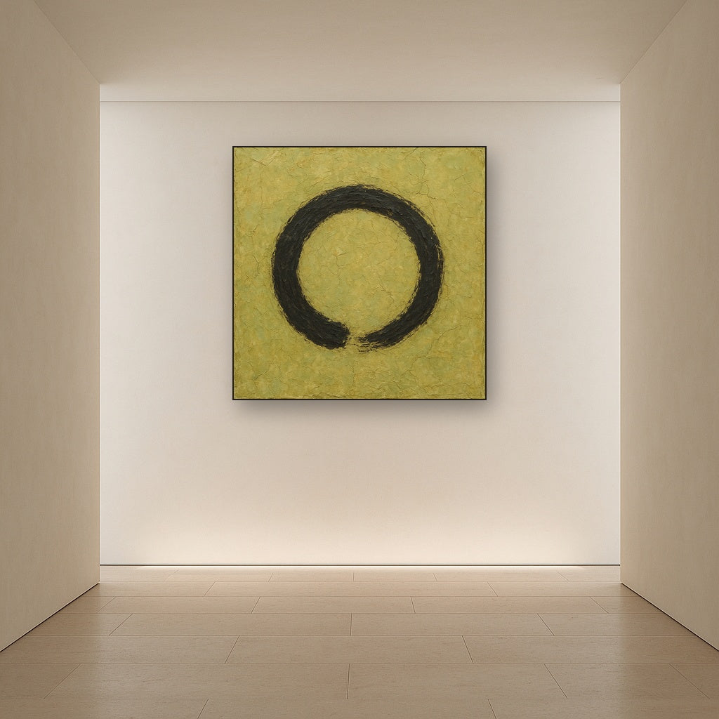 Raw Plaster & Charcoal Enso Circle Oil Painting - View 5