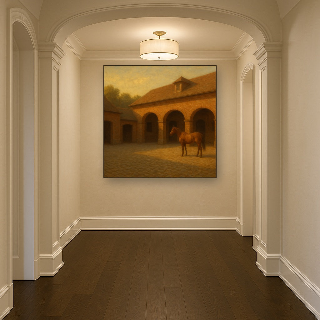 Equestrian Stable Courtyard in Late Afternoon No. 7 Oil Painting - View 5