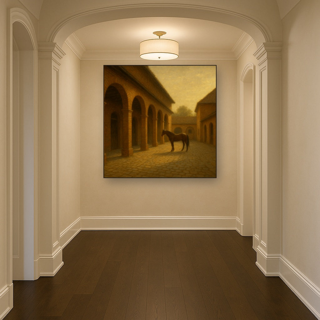 Equestrian Stable Courtyard in Late Afternoon No. 18 Oil Painting - View 5