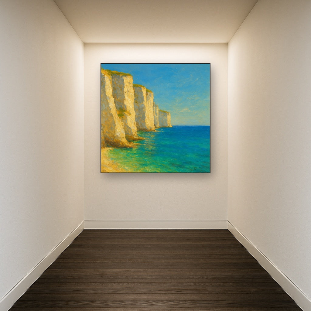 Mediterranean White Cliffs & Azure Horizon No. 5 Fine Art Oil Painting - View 5