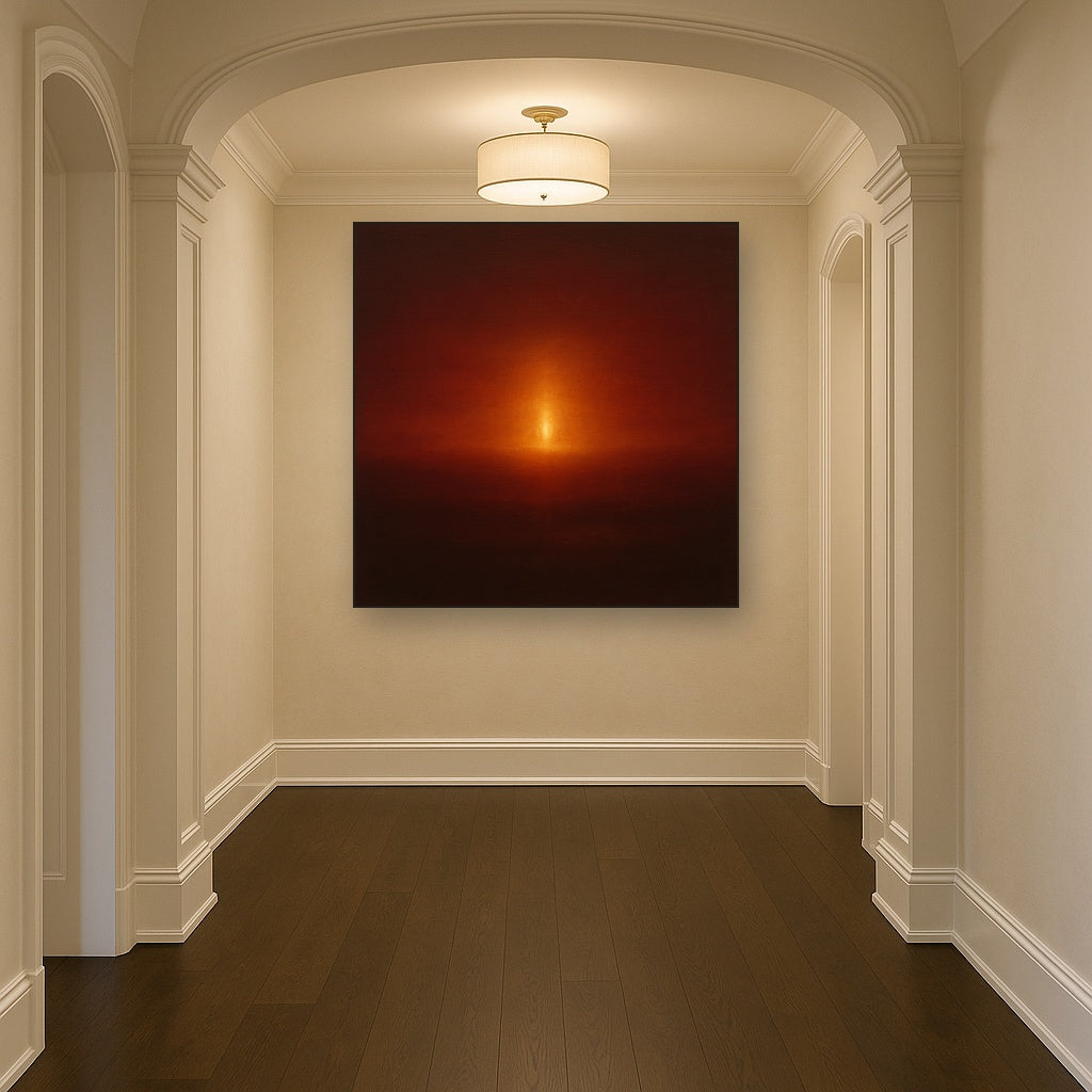Deep Garnet & Amber Candlelight Horizon No. 14 Oil Painting - View 5