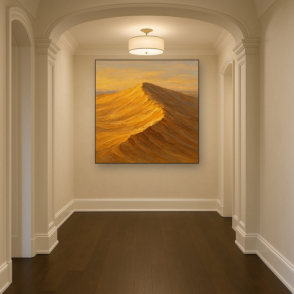 Dune Crest Heavy Palette Knife Oil Painting - Styled in Entryway Hallway