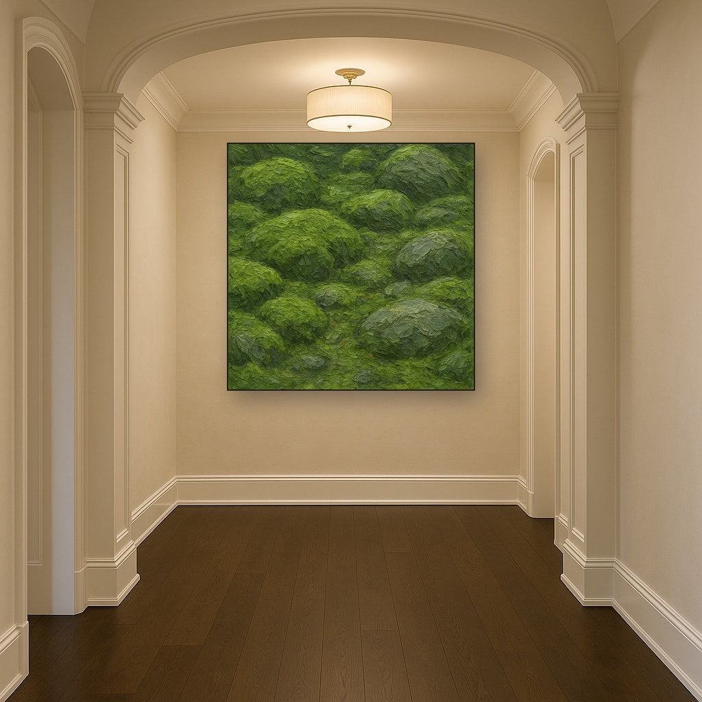 Verdant Moss & Stone Heavy Impasto Oil Painting - View 5