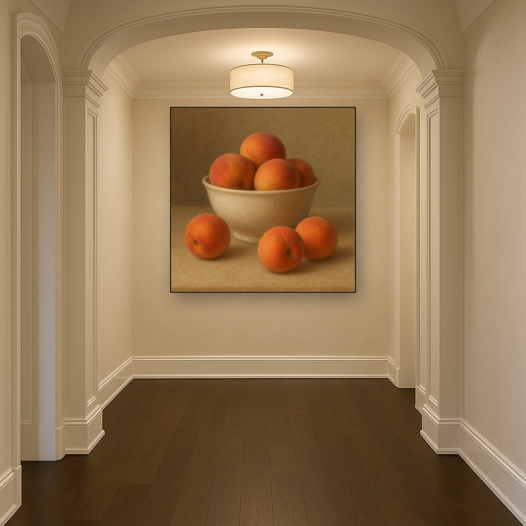 Heirloom Peaches & White Ceramic Bowl No. 9 Oil Painting - View 5