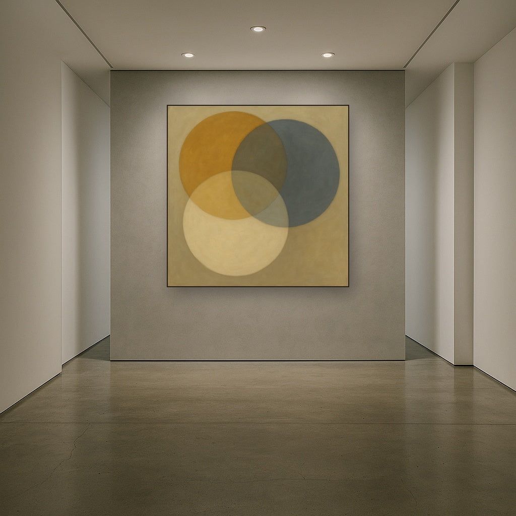 Intersecting Discs in Burnished Ochre & Slate No. 10 Fine Art Oil Painting - View 5