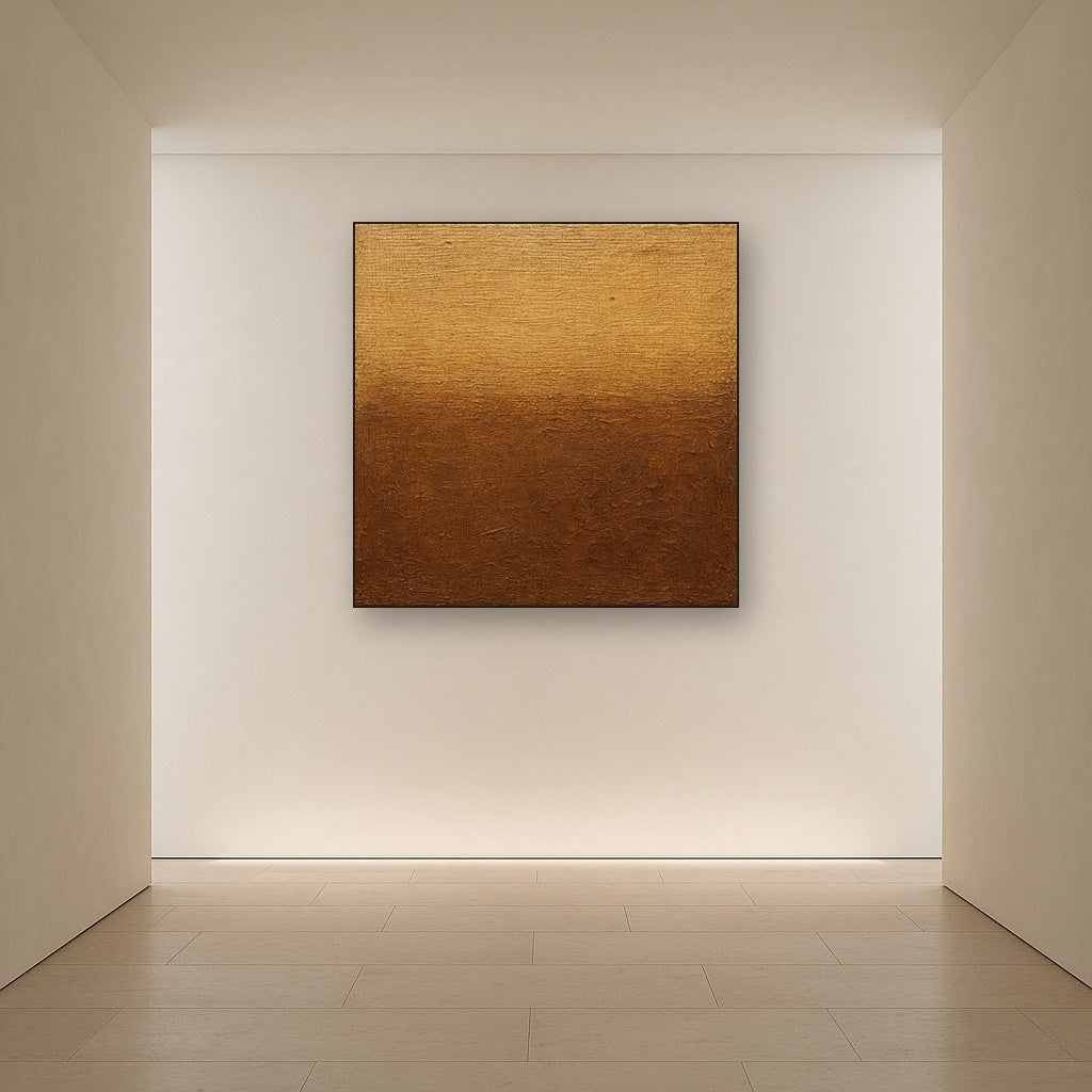Earthy Woven Fiber Minimalist Oil Painting - Styled in Entryway Hallway