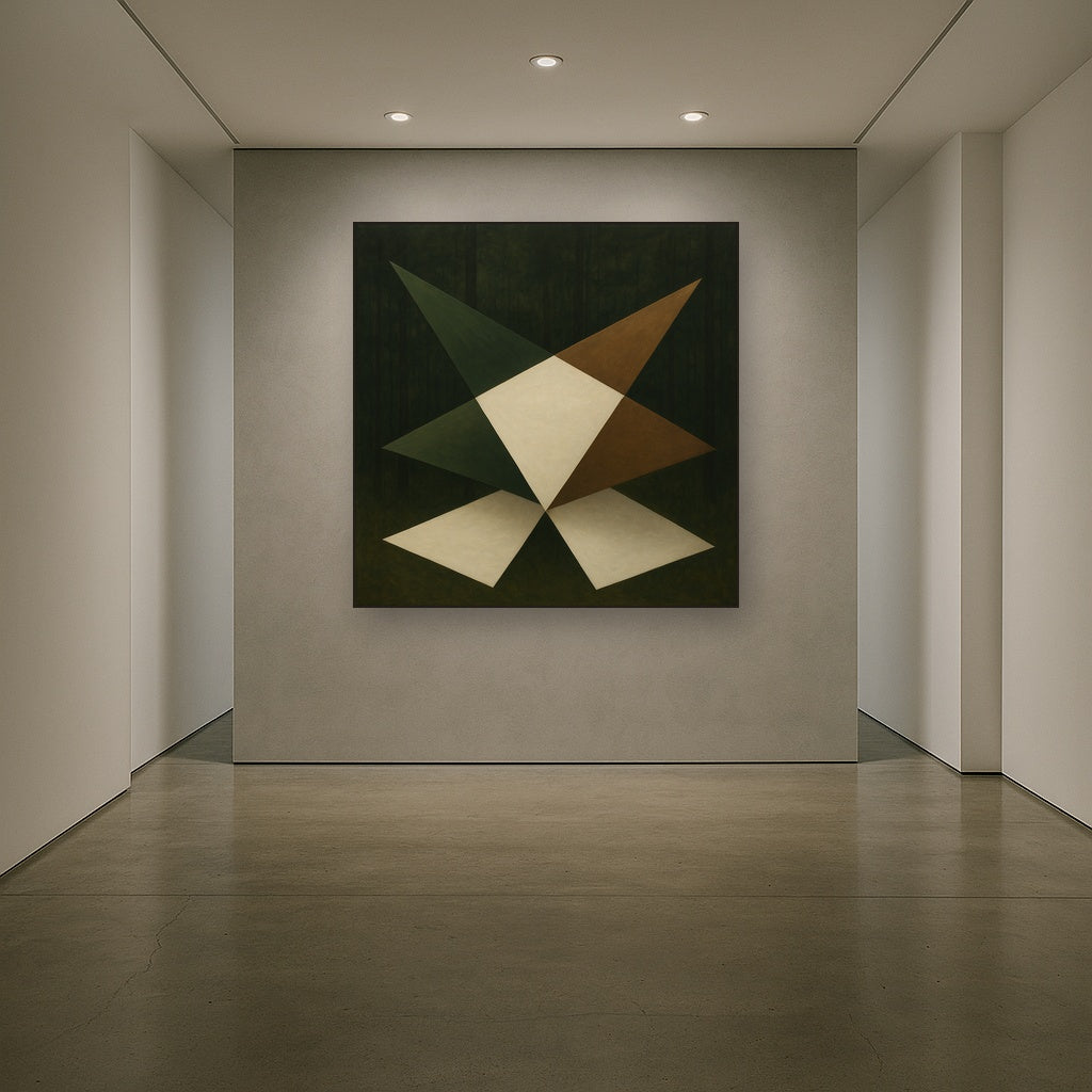 Kinetic Diagonal Planes in Forest & Alabaster No. 13 Fine Art Oil Painting - View 5
