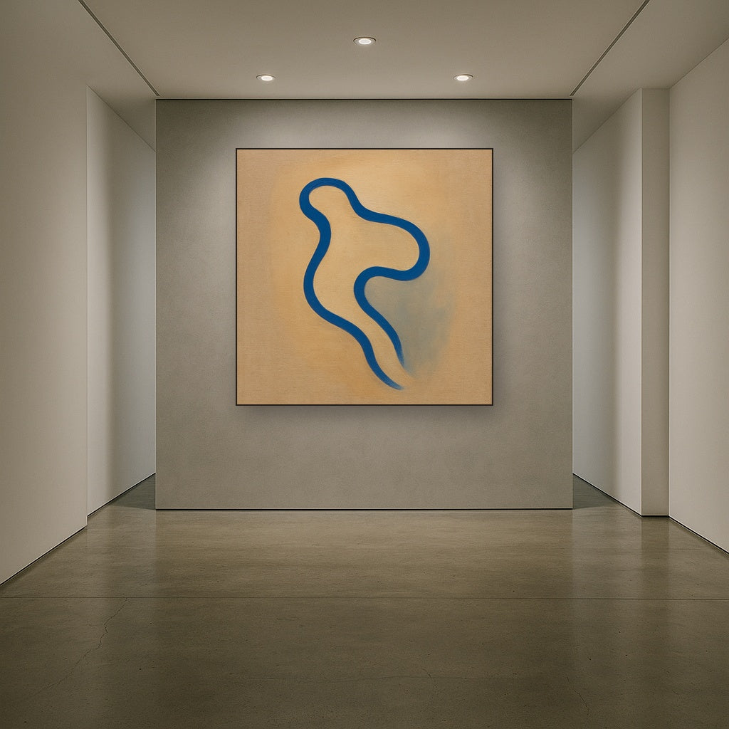 Cobalt Blue & Pale Oat Contour No. 8 - Modern Fine Art Oil Painting - View 5