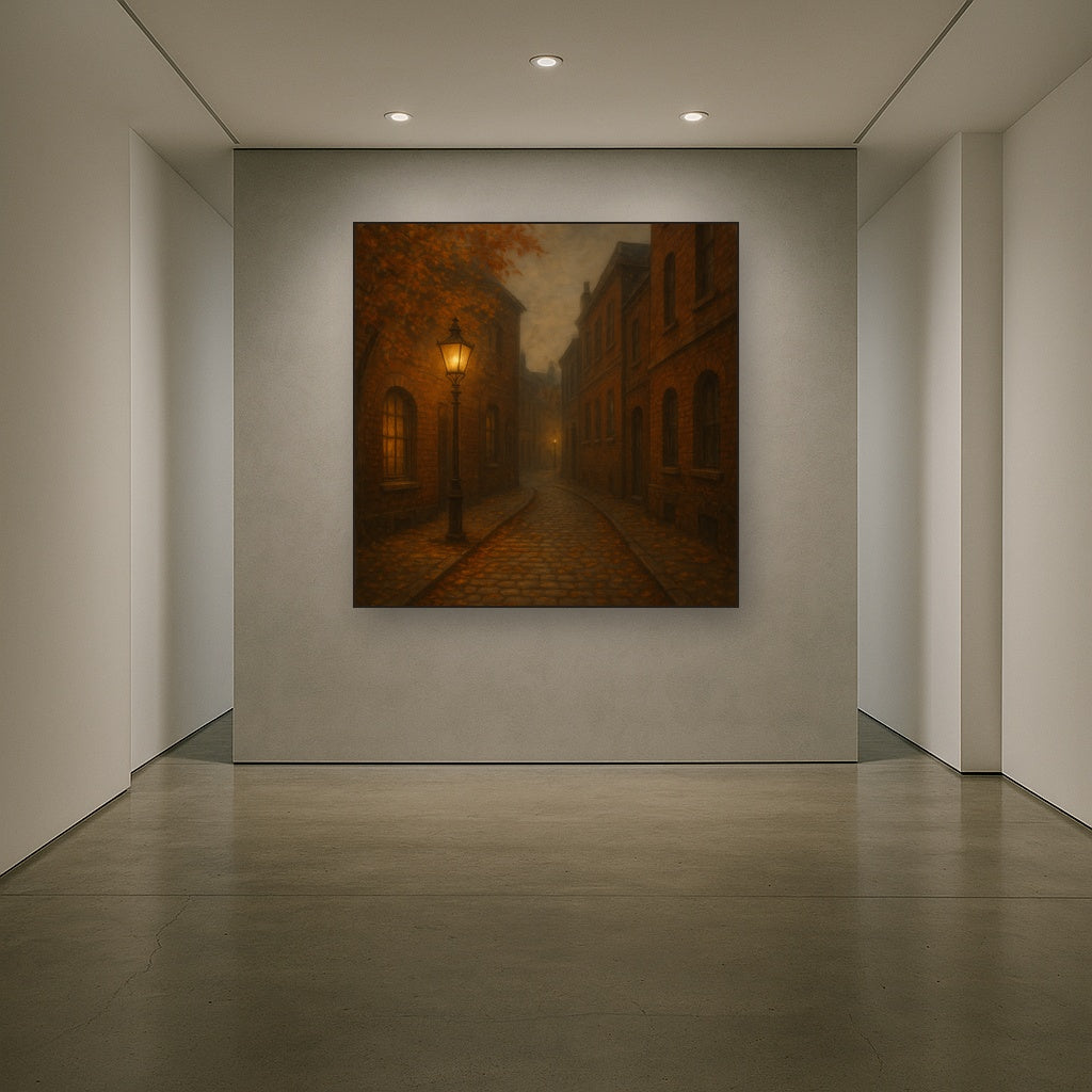 London Gaslamp Alley in Autumn Dusk No. 8 Oil Painting - View 5