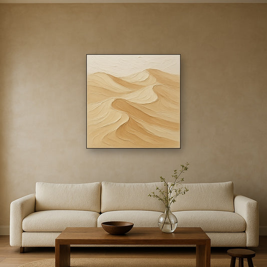 Textured Neutral Sand Dunes Oil Painting - View 2