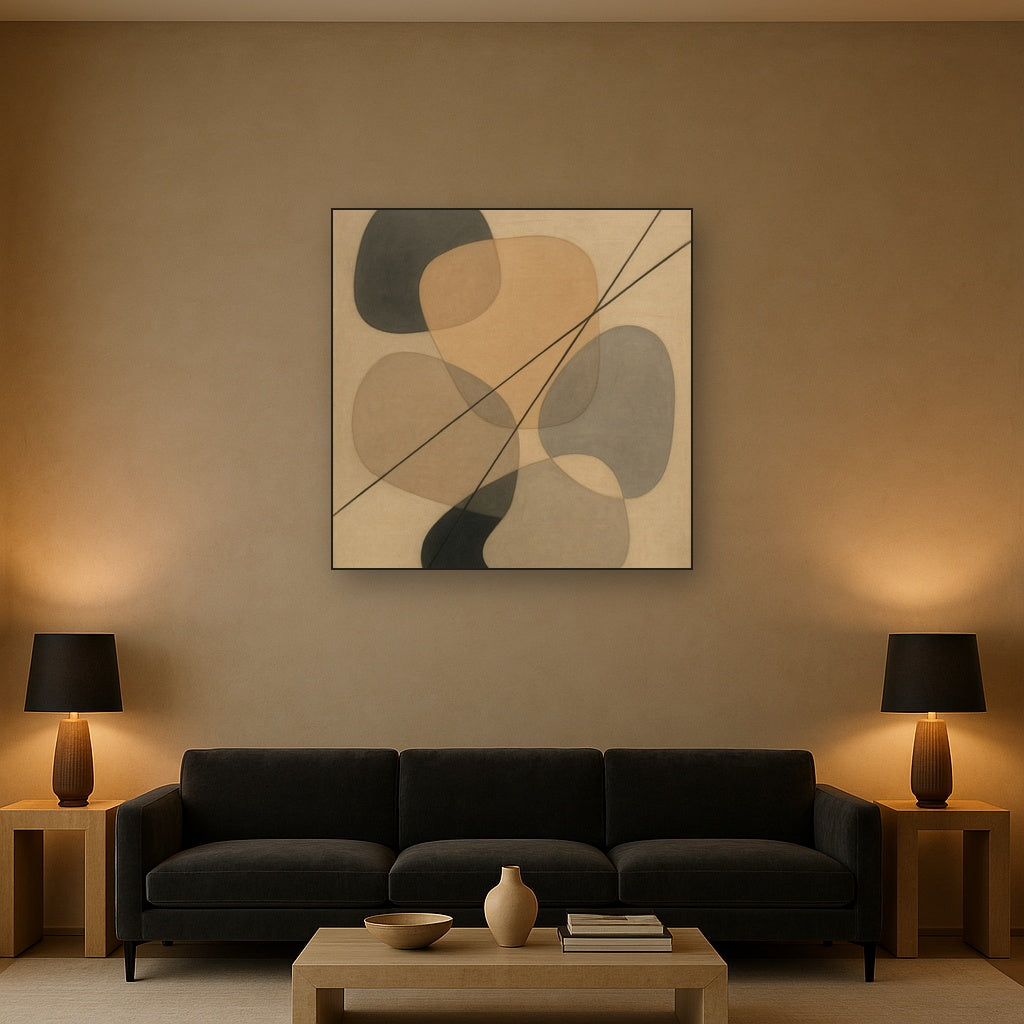 Organic Pebble Contours & Slanted Lines No. 16 Oil Painting - View 2