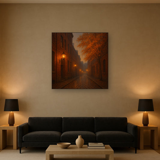 London Gaslamp Alley in Autumn Dusk No. 7 Oil Painting - View 2