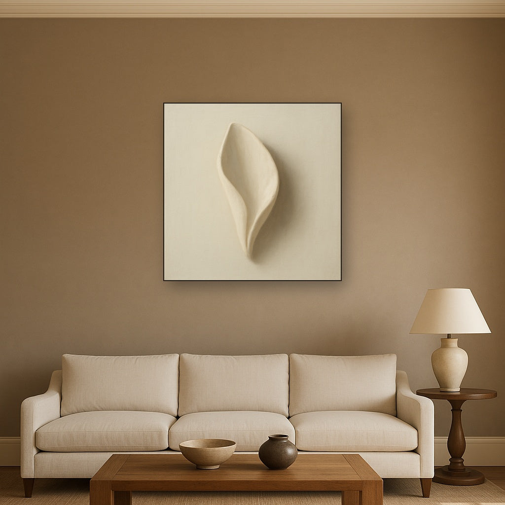 Sculpted Ivory Floral Contour No. 1 - Modern Fine Art Oil Painting - View 2