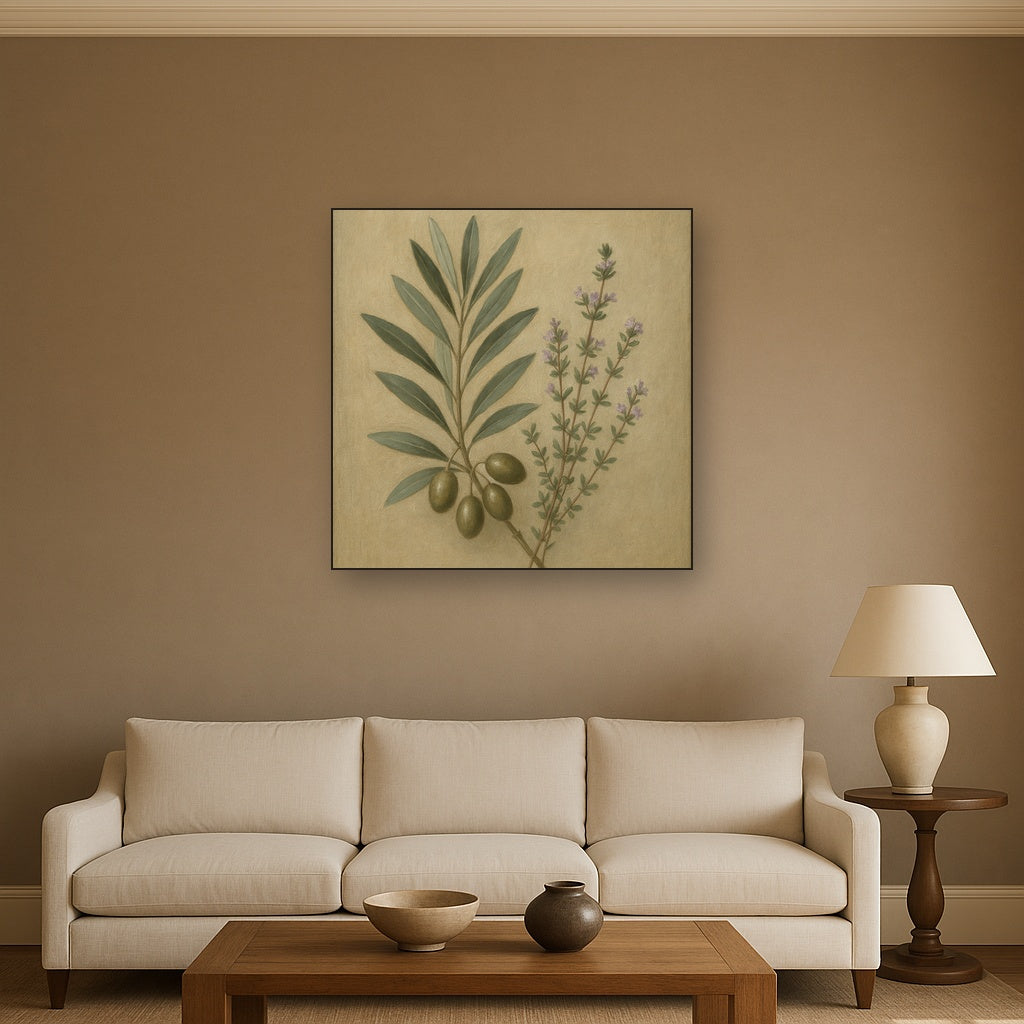 Olive Branches & Wild Thyme Botanical Study No. 9 Fine Art Oil Painting - View 2