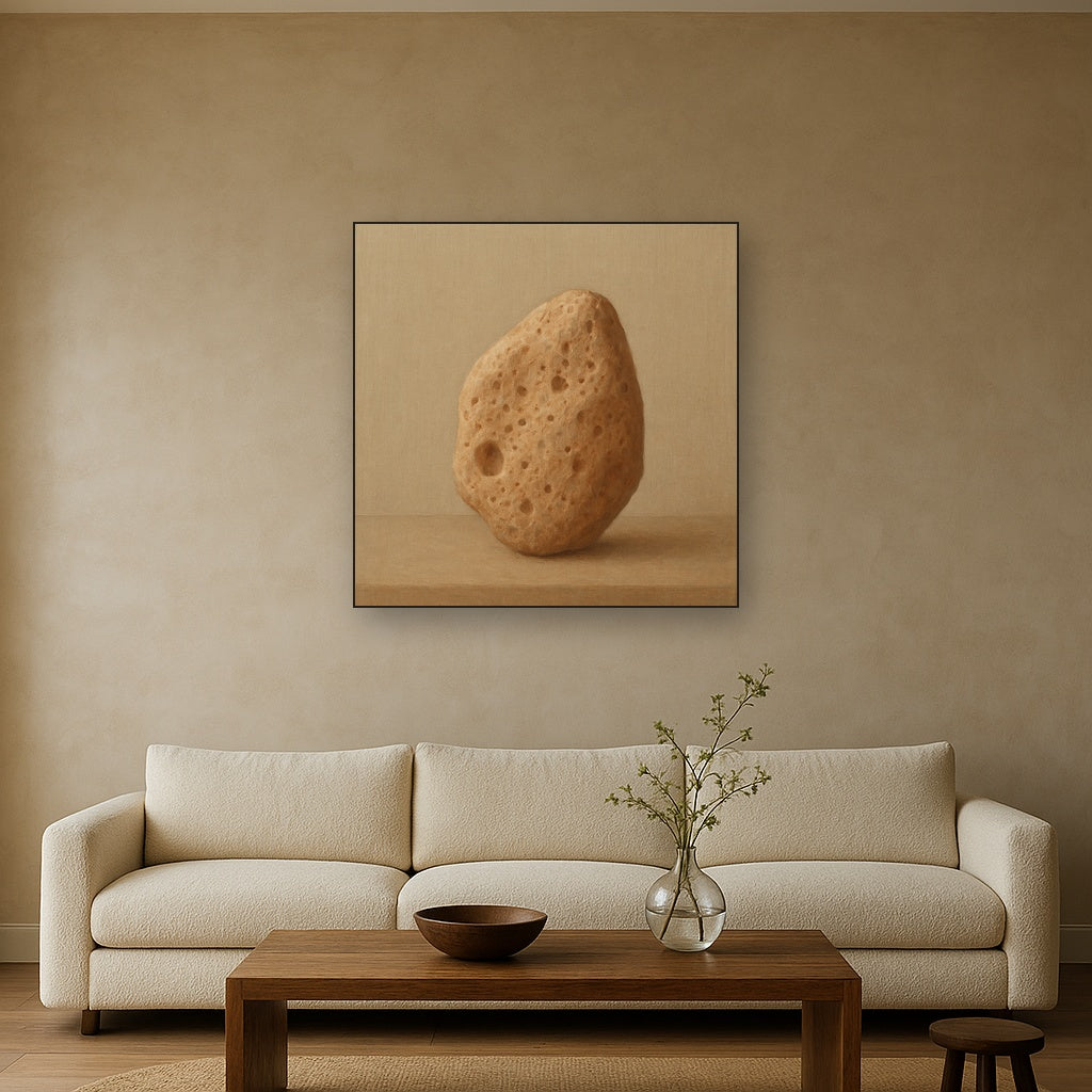 Zen Stone & Warm Grey Void No. 5 - Modern Fine Art Oil Painting - View 2
