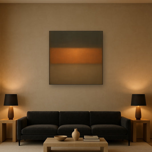 Charcoal Slate & Burnished Copper Horizon No. 3 Oil Painting - View 2