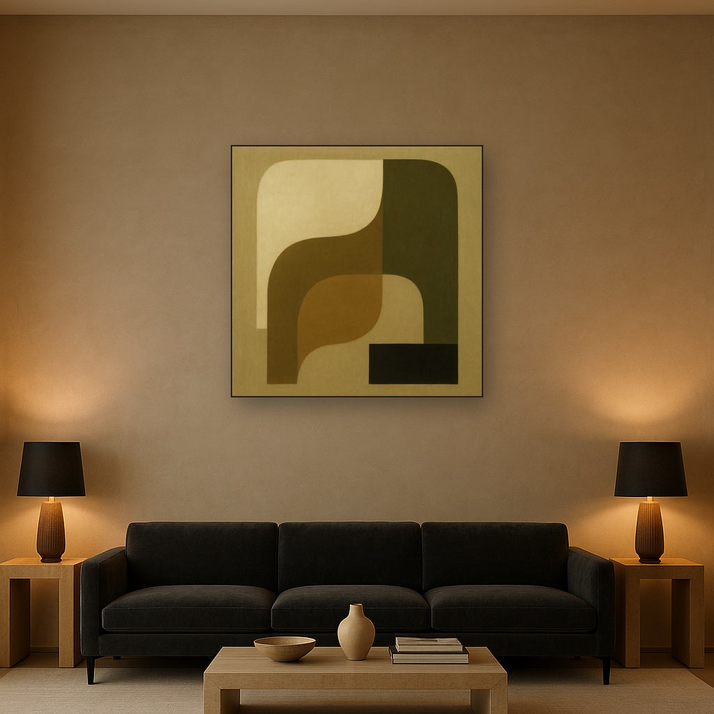 Minimalist Asymmetrical Balance in Raw Umber No. 2 Oil Painting - View 2