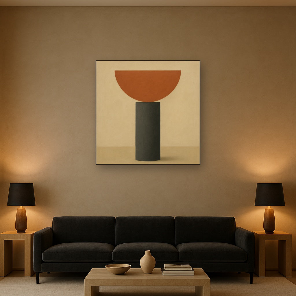 Semicircle Horizon & Minimalist Pillar No. 21 Oil Painting - View 2