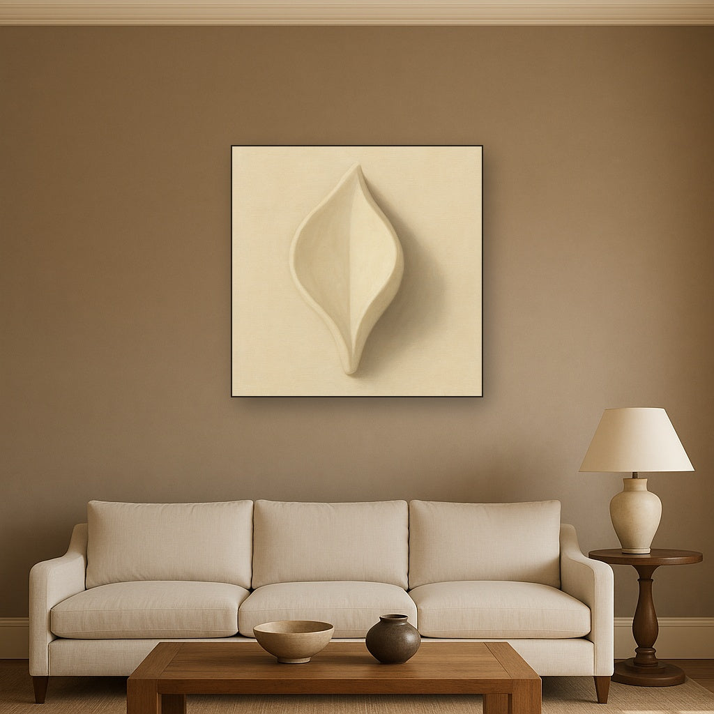 Sculpted Ivory Floral Contour No. 1 - Modern Fine Art Oil Painting - View 2