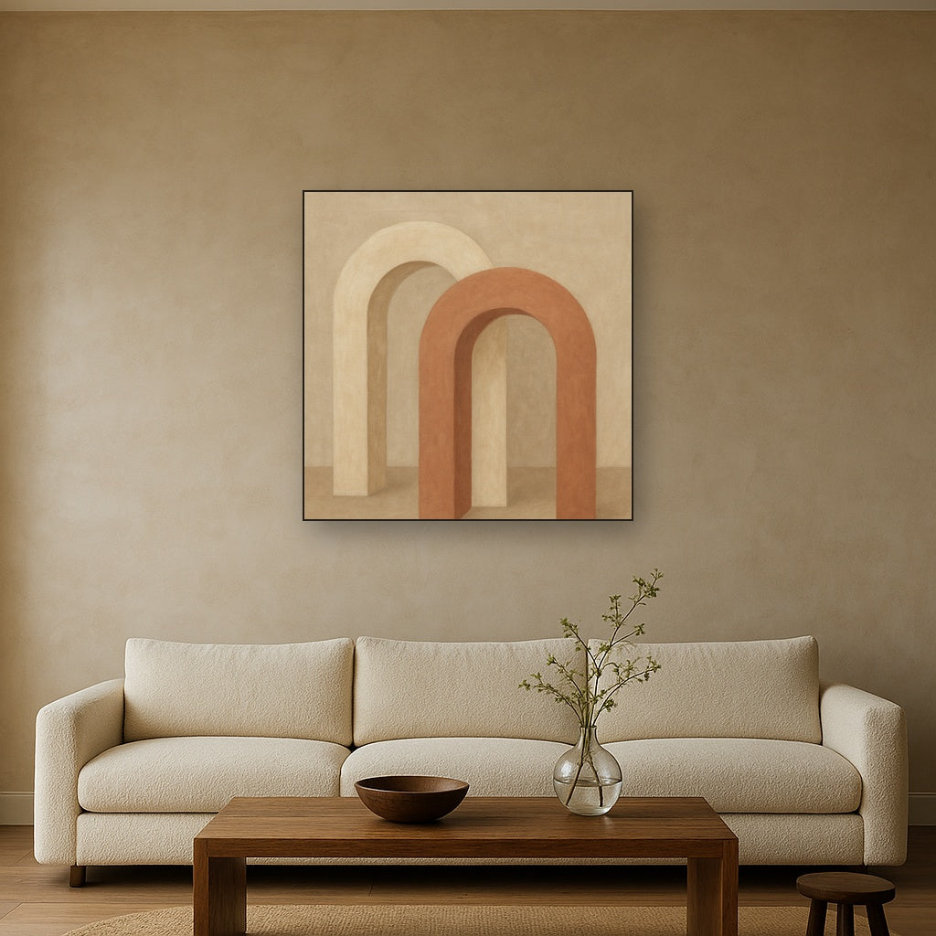 Minimalist Japandi Archways No. 10 - Modern Fine Art Oil Painting - View 2