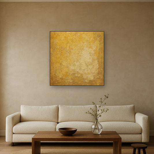 Aged Ochre Plaster Wall Wabi-Sabi Oil Painting - View 2