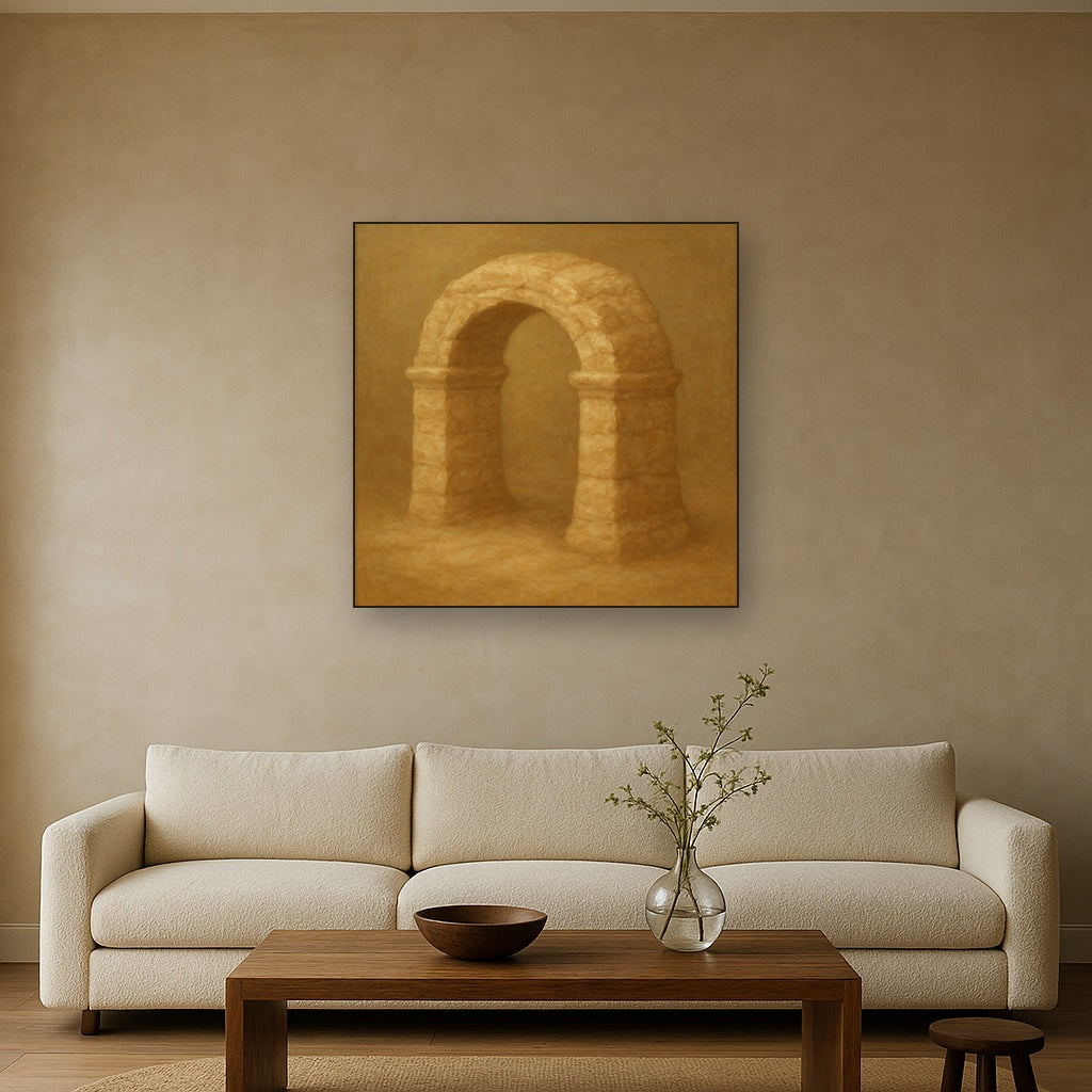 Travertine Stone Arch & Earth Tones No. 5 Oil Painting - View 2