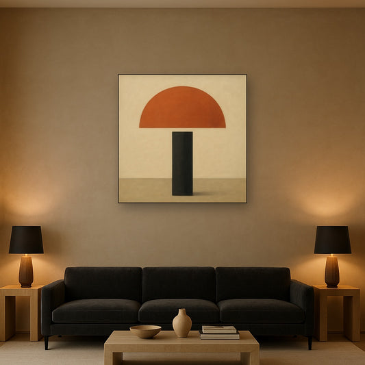 Semicircle Horizon & Minimalist Pillar No. 25 Oil Painting - View 2