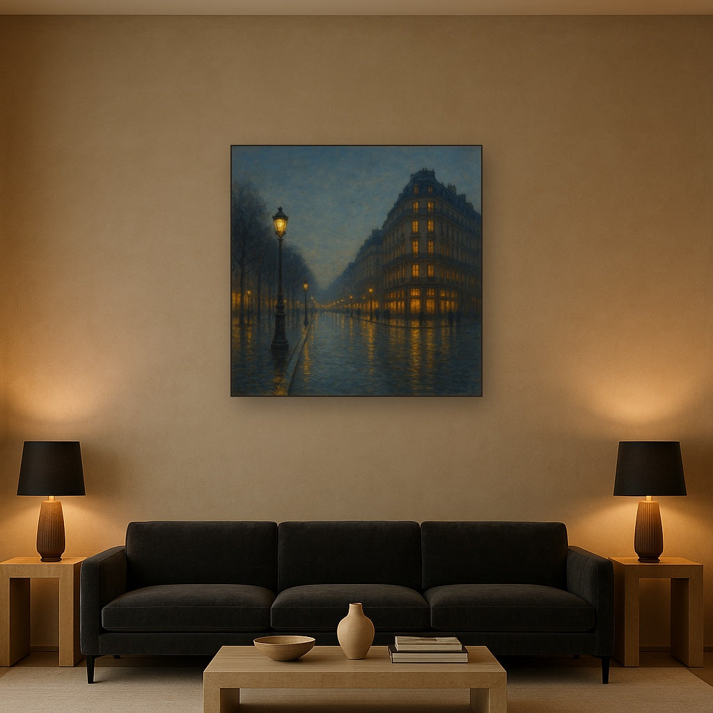 Rainy Parisian Boulevard at Twilight No. 21 Oil Painting - View 2