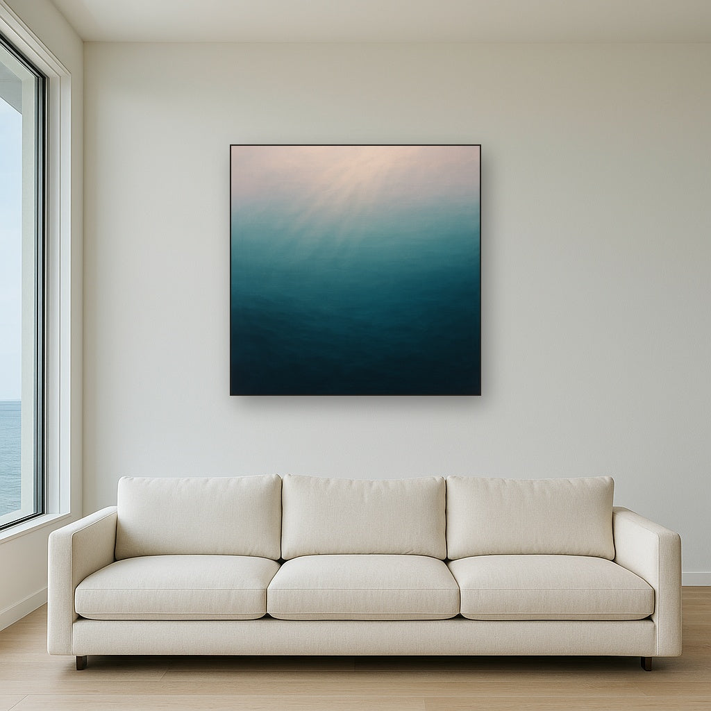 Minimalist Aquamarine Reef Void No. 10 - Modern Fine Art Oil Painting - View 2