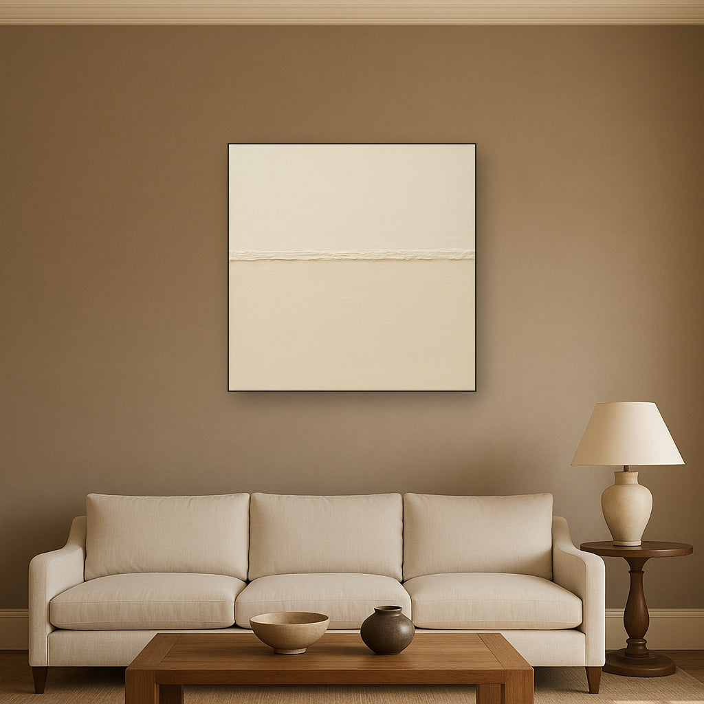 Minimalist White Horizon Band No. 7 - Modern Fine Art Oil Painting - View 2