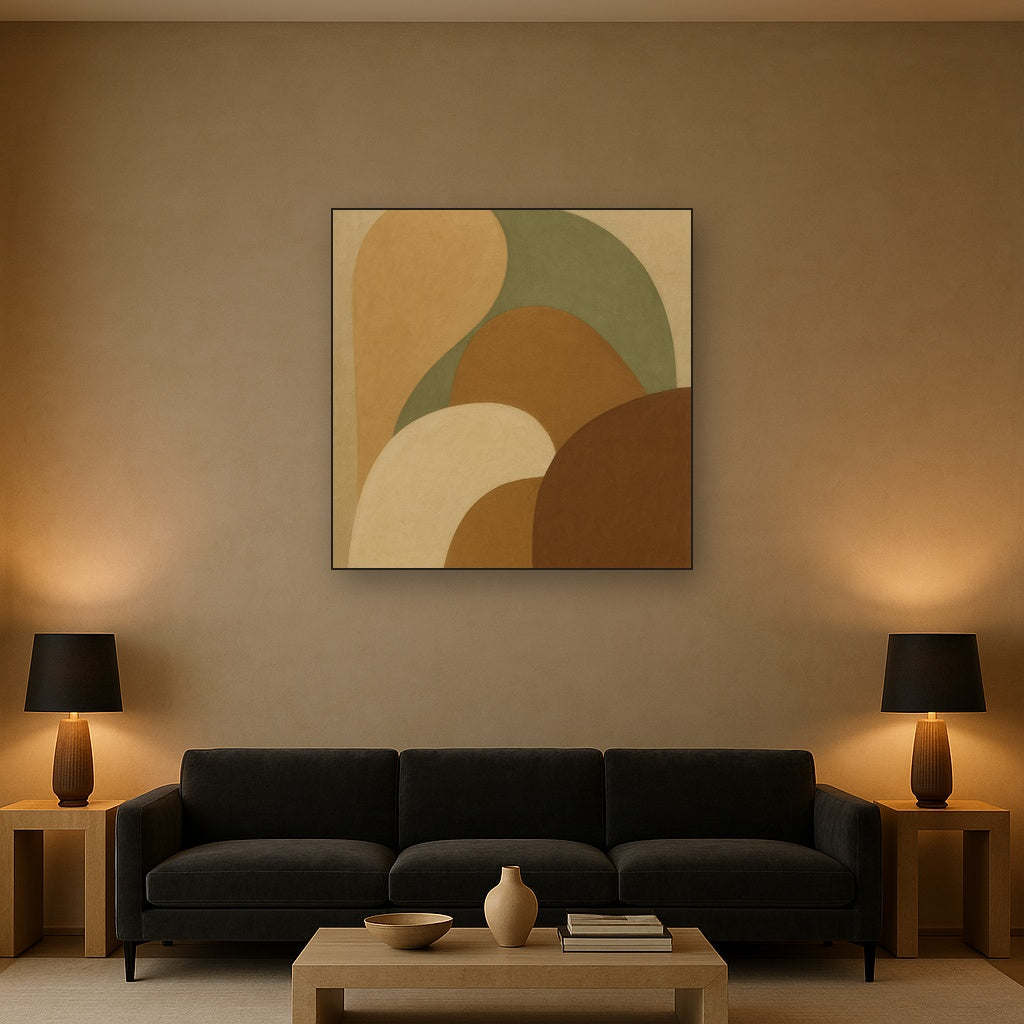 Organic Curved Shapes in Neutral Earth Pigments No. 14 Fine Art Oil Painting - View 2