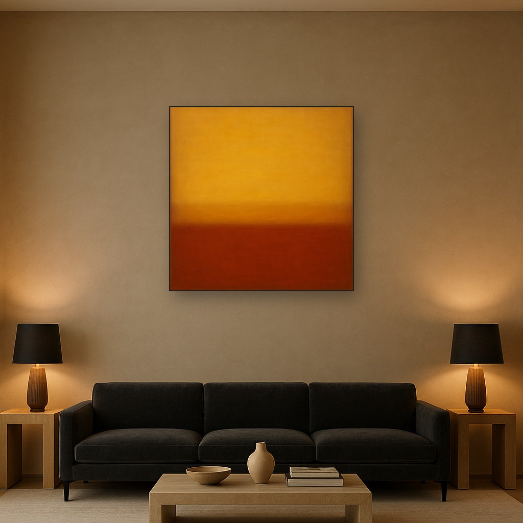 Luminous Ochre & Terracotta Horizon Color Field No. 2 Oil Painting - View 2
