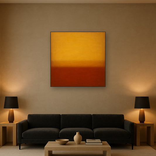 Luminous Ochre & Terracotta Horizon Color Field No. 2 Oil Painting - View 2