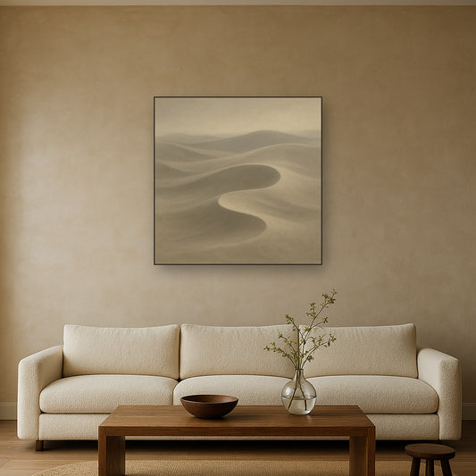 Monochrome Sand Dune Contours & Pale Slate No. 16 Oil Painting - View 2