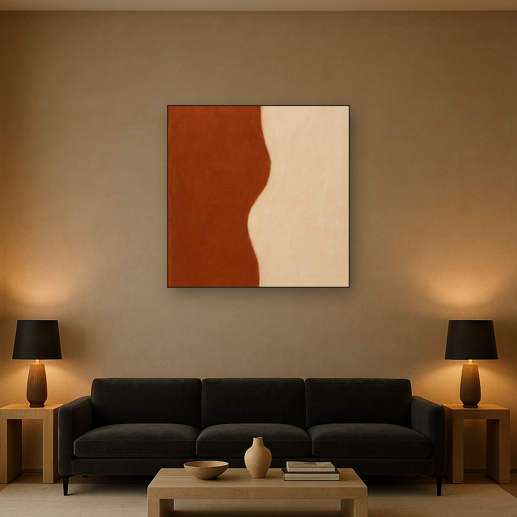 Burnt Umber & Greige Duet No. 7 - Modern Fine Art Oil Painting - View 2