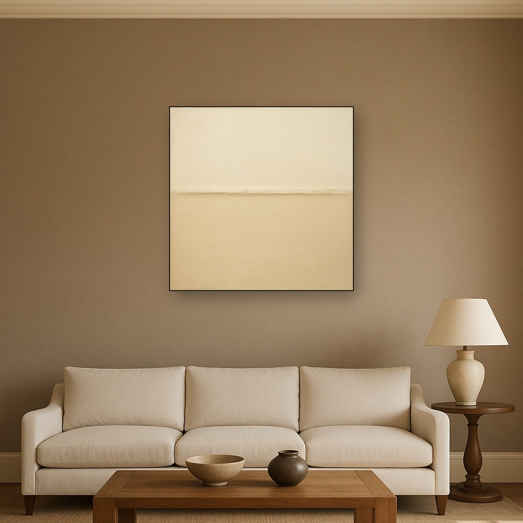 Minimalist White Horizon Band No. 7 - Modern Fine Art Oil Painting - View 2