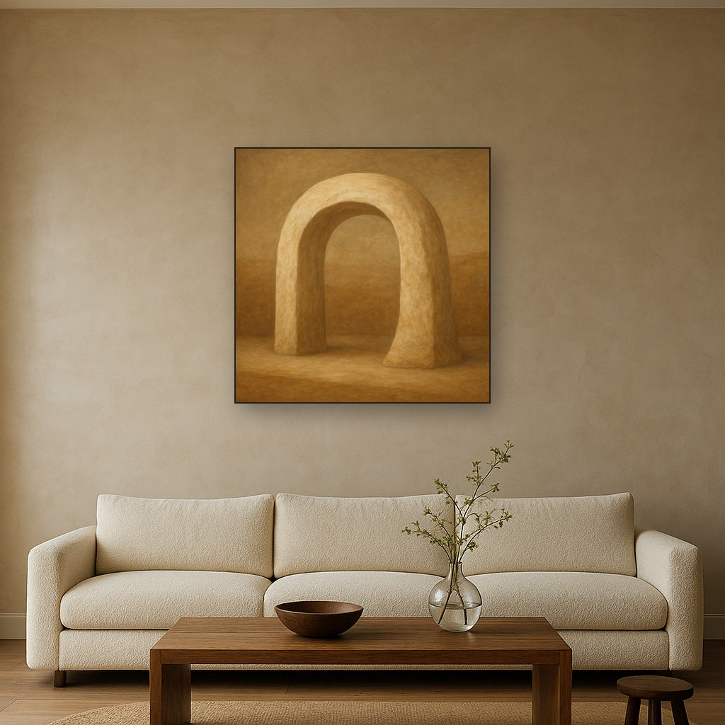 Travertine Stone Arch & Earth Tones No. 17 Oil Painting - View 2